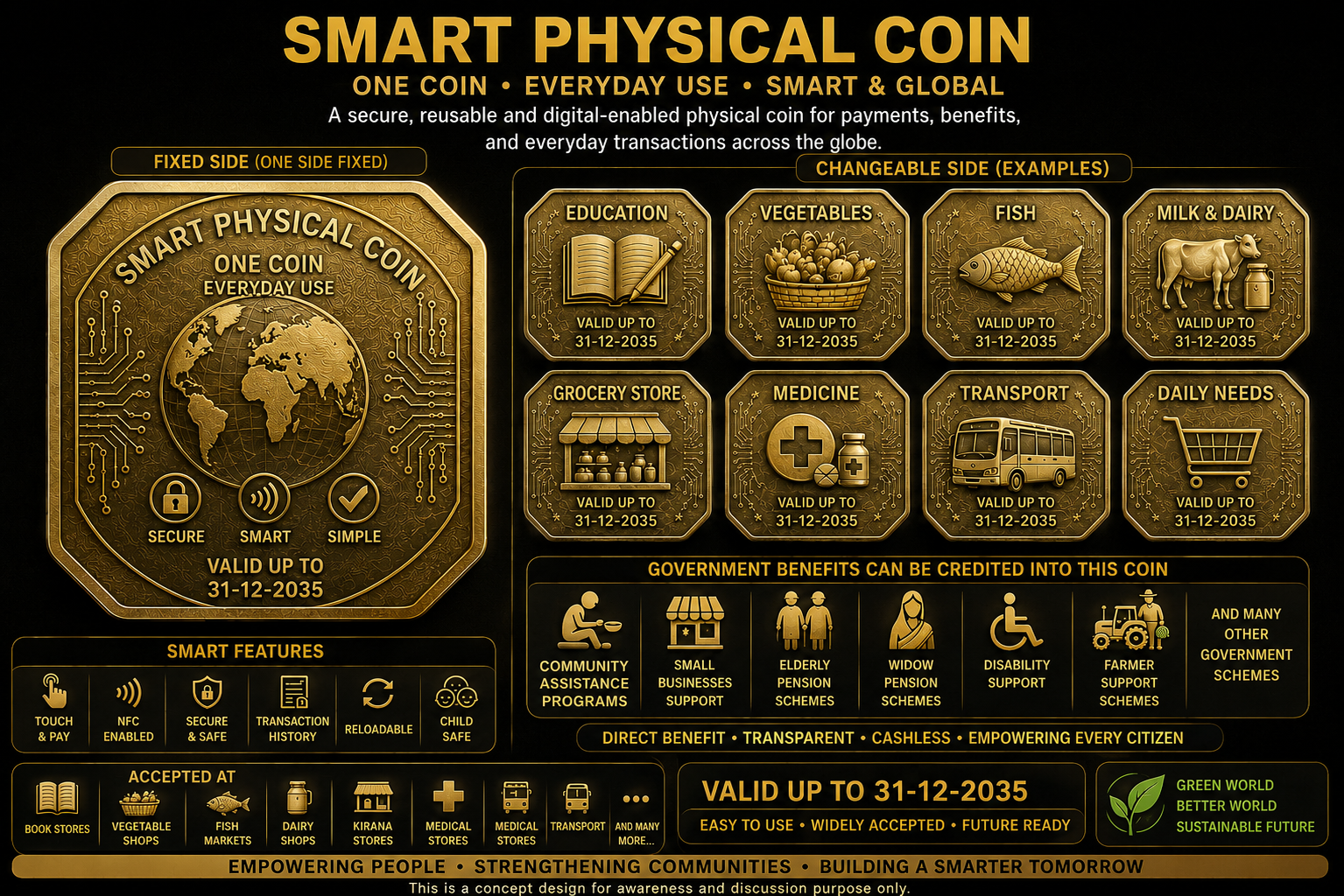 Smart Physical Coin — government benefit schemes can be credited into this coin
